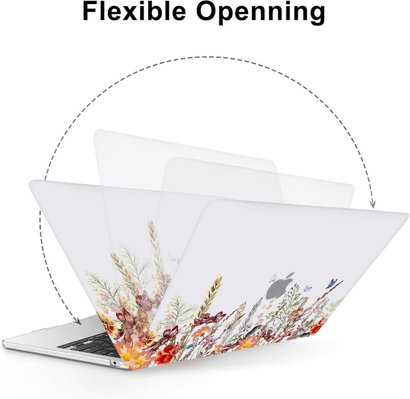 AKIT Compatible with MacBook Air 13 inch Case 2026 2025 2024-2022 M4 M3 M2 A3240 A3113 A2681, Unique Hard Shell Laptop Case+Screen Protector+Keyboard Cover for Mac Air 13.6 inch, ButterflyFlowers - Image 5
